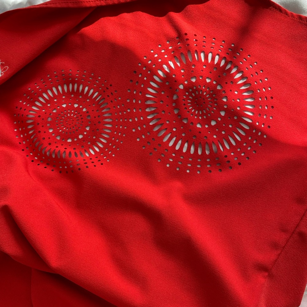 Desigual Vibrant Red Mini Dress with Artistic Detail - NWOT Size 10 - Picture 6 of 9